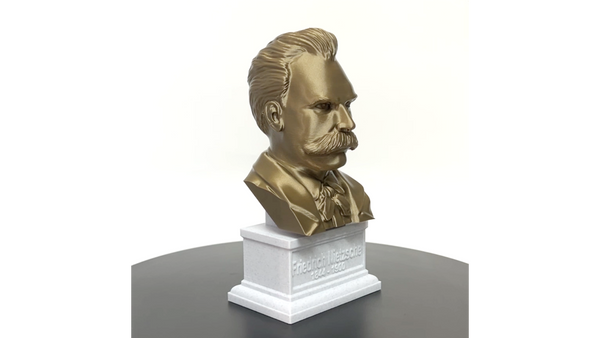 Friedrich Nietzsche, Famous German Writer and Philosopher, Sculpture Bust on Box Plinth