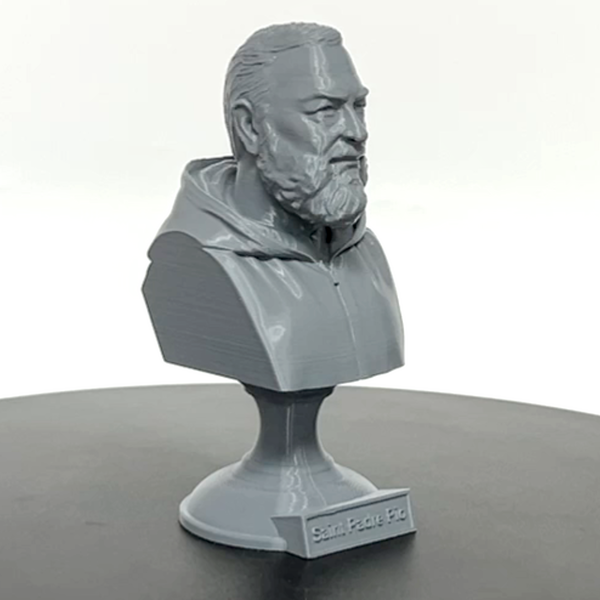 Saint Padre Pio of Pietrelcina, Renowned Mystic and Patron Saint of Healing Sculpture Bust on Pedestal