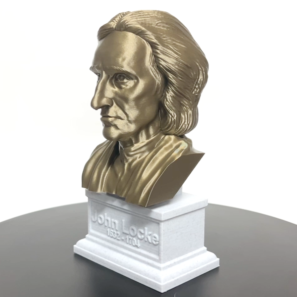 John Locke English Philosopher and Physician Sculpture Bust on Box Plinth