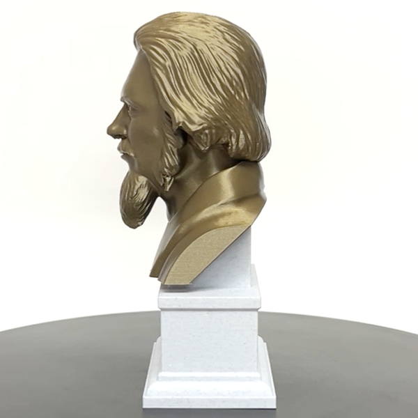Alan Watts British Philosopher Sculpture Bust on Box Plinth