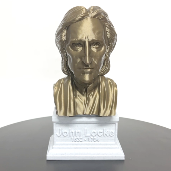 John Locke English Philosopher and Physician Sculpture Bust on Box Plinth