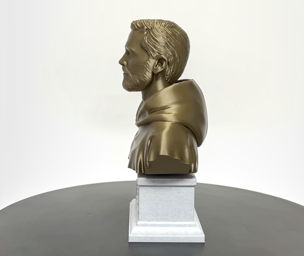 Saint Francis of Assisi, Patron Saint of Animals, Ecology, and Italy Sculpture Bust on Box Plinth
