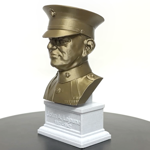 John A Lejeune Legendary US Marine General and 13th Commandant Sculpture Bust on Box Plinth