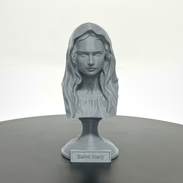 Saint Mary, Mother of God and Queen of Heaven Sculpture Bust on Pedestal