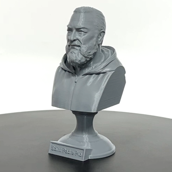 Saint Padre Pio of Pietrelcina, Renowned Mystic and Patron Saint of Healing Sculpture Bust on Pedestal