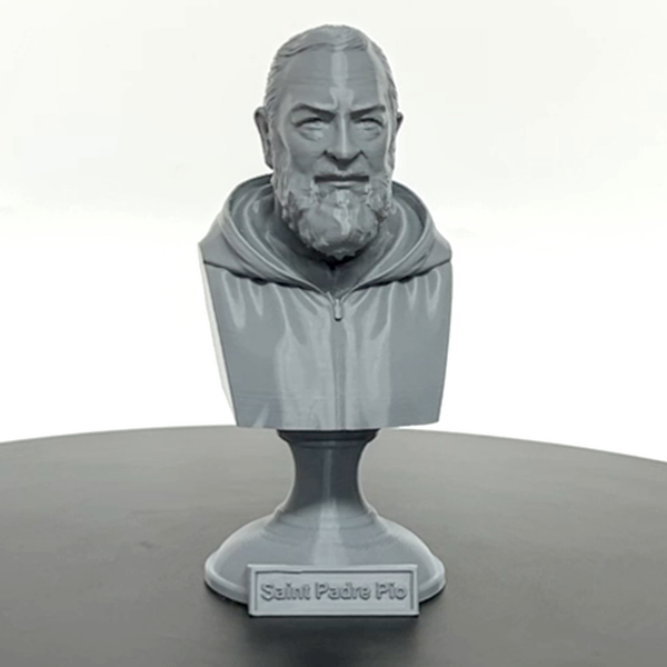 Saint Padre Pio of Pietrelcina, Renowned Mystic and Patron Saint of Healing Sculpture Bust on Pedestal