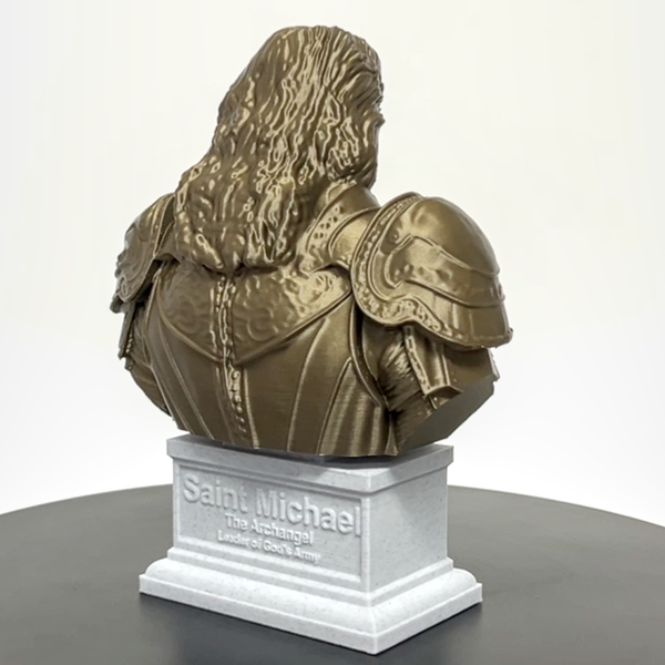 Saint Michael the Archangel, Defender of Heaven and Leader of God’s Armies Sculpture Bust on Box Plinth