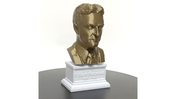F Scott Fitzgerald, Famous American Writer, Sculpture Bust on Box Plinth