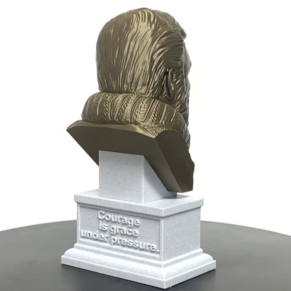 Ernest Hemingway, Famous American Writer and Sportsman, Sculpture Bust on Box Plinth