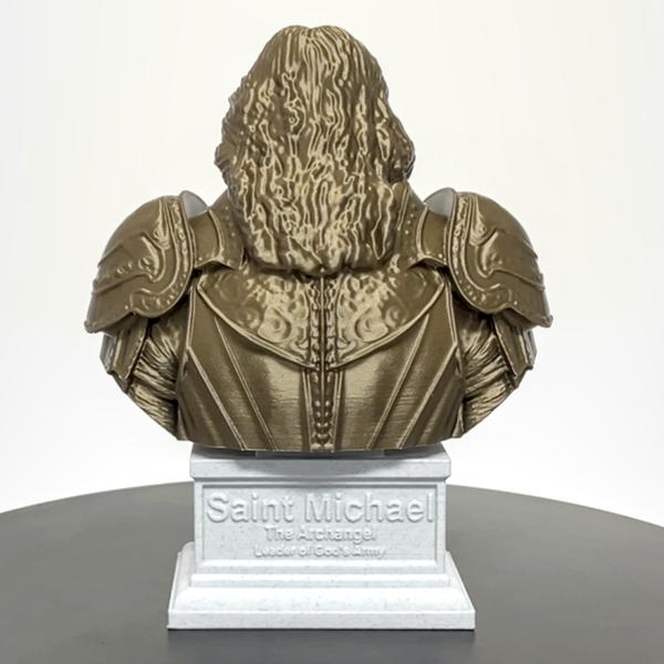 Saint Michael the Archangel, Defender of Heaven and Leader of God’s Armies Sculpture Bust on Box Plinth