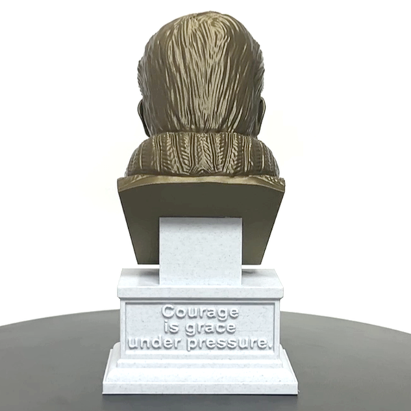 Ernest Hemingway, Famous American Writer and Sportsman, Sculpture Bust on Box Plinth