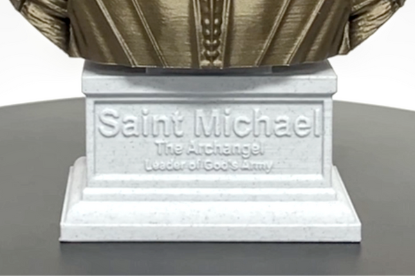 Saint Michael the Archangel, Defender of Heaven and Leader of God’s Armies Sculpture Bust on Box Plinth