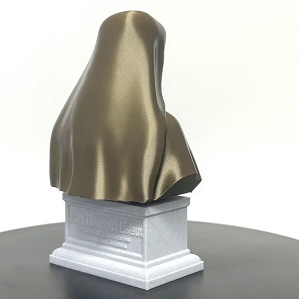 Saint Thérèse of Lisieux, “The Little Flower,” Renowned Carmelite Mystic Sculpture Bust on Box Plinth