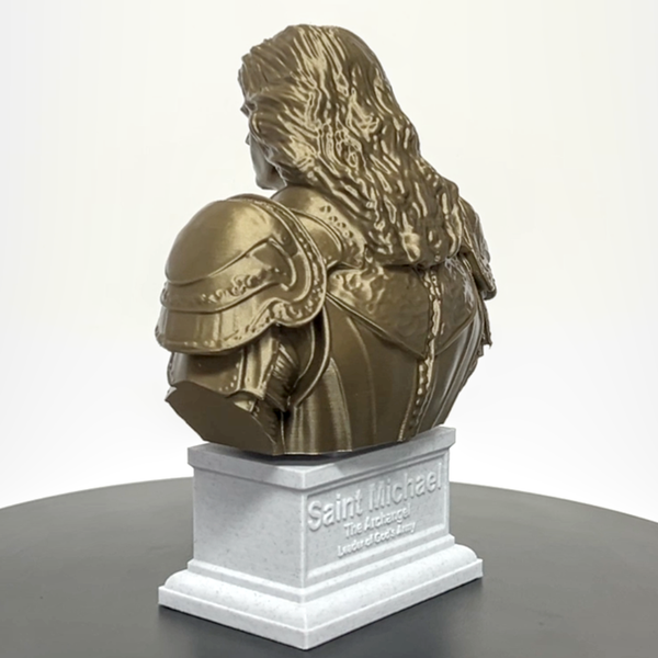 Saint Michael the Archangel, Defender of Heaven and Leader of God’s Armies Sculpture Bust on Box Plinth