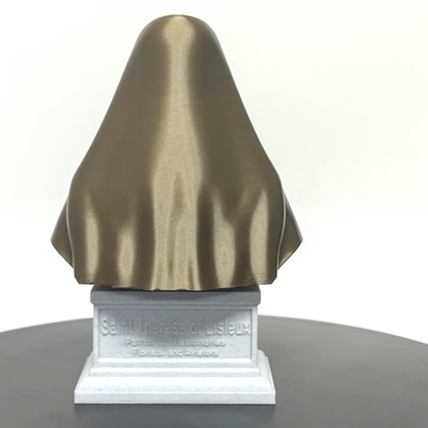 Saint Thérèse of Lisieux, “The Little Flower,” Renowned Carmelite Mystic Sculpture Bust on Box Plinth
