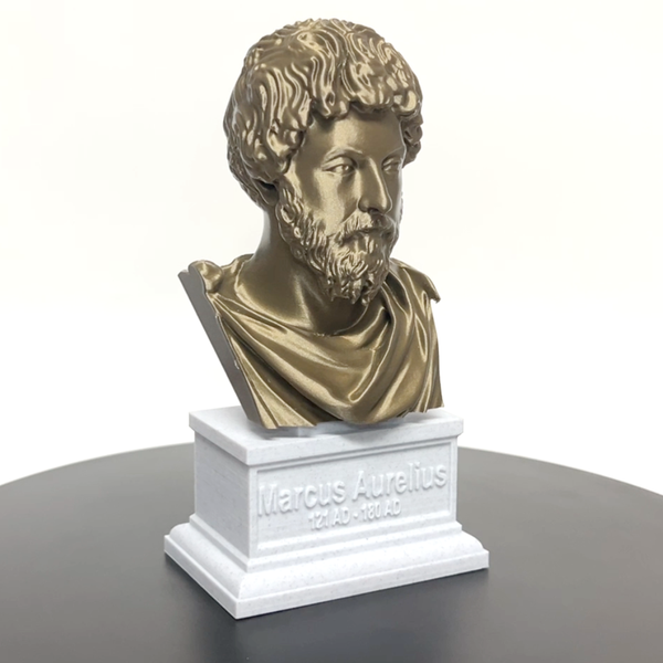 Marcus Aurelius Roman Emperor and Philosopher Sculpture Bust on Box Plinth