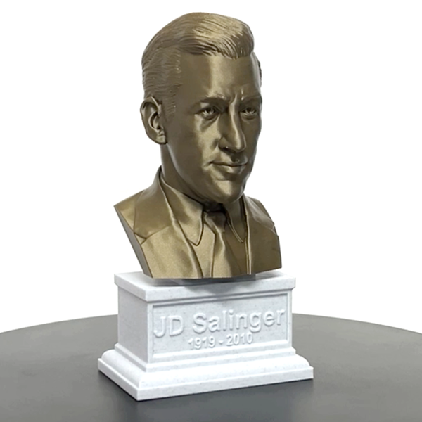 JD Salinger, Famous American Writer, Sculpture Bust on Box Plinth