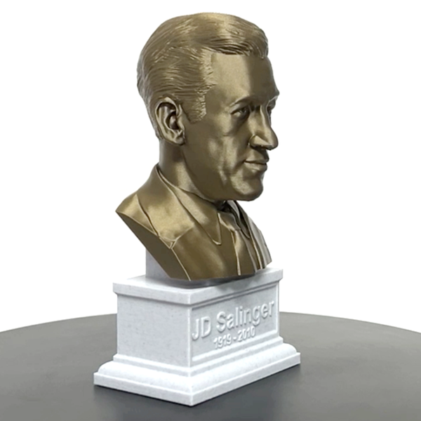 JD Salinger, Famous American Writer, Sculpture Bust on Box Plinth
