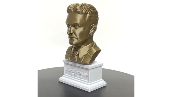 F Scott Fitzgerald, Famous American Writer, Sculpture Bust on Box Plinth