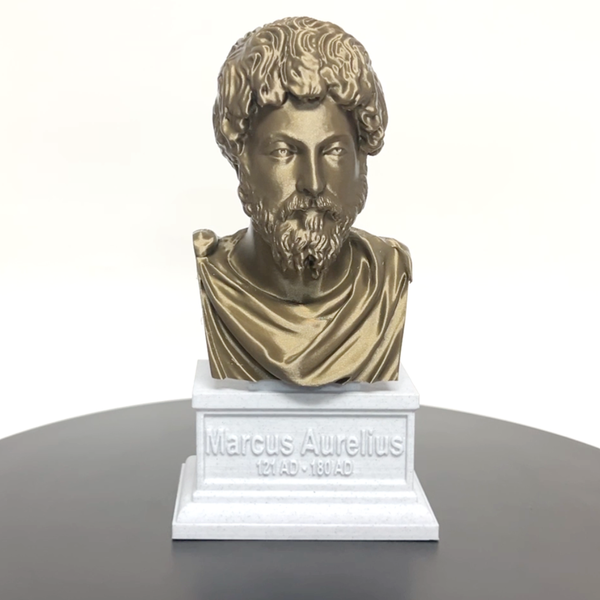 Marcus Aurelius Roman Emperor and Philosopher Sculpture Bust on Box Plinth