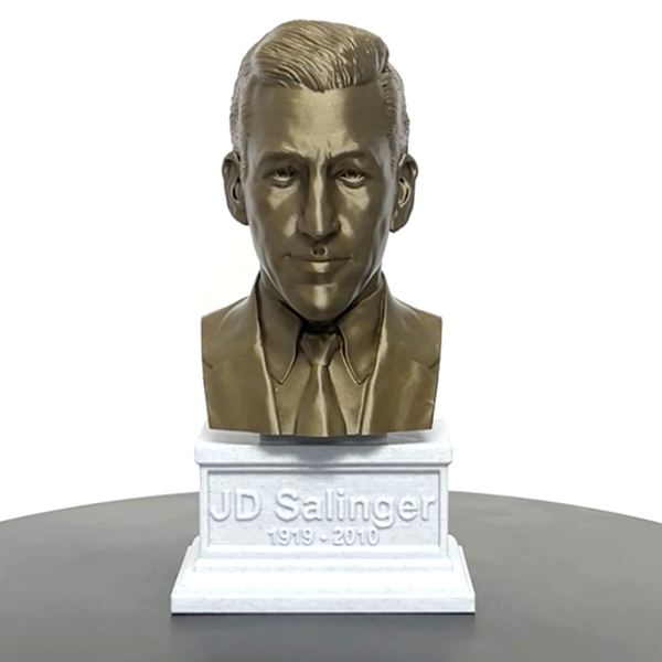 JD Salinger, Famous American Writer, Sculpture Bust on Box Plinth