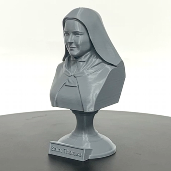 Saint Thérèse of Lisieux, “The Little Flower,” Renowned Carmelite Mystic Sculpture Bust on Pedestal