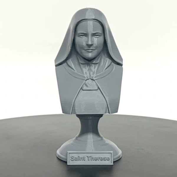 Saint Thérèse of Lisieux, “The Little Flower,” Renowned Carmelite Mystic Sculpture Bust on Pedestal