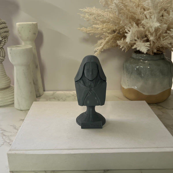Saint Thérèse of Lisieux, “The Little Flower,” Renowned Carmelite Mystic Sculpture Bust on Pedestal