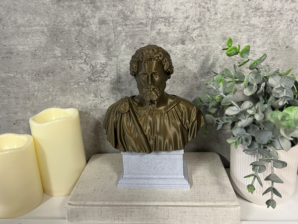 Saint Valentine, Patron of Love and Devotion, Revered Christian Martyr Sculpture Bust on Box Plinth