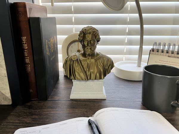 Saint Valentine, Patron of Love and Devotion, Revered Christian Martyr Sculpture Bust on Box Plinth