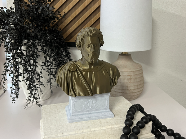 Saint Valentine, Patron of Love and Devotion, Revered Christian Martyr Sculpture Bust on Box Plinth