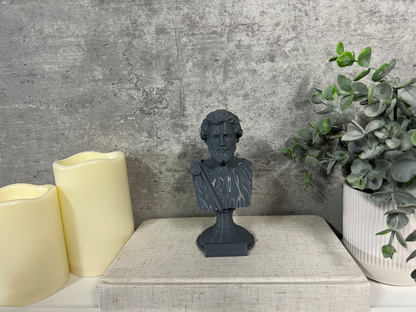 Saint Valentine, Patron of Love and Devotion, Revered Christian Martyr Sculpture Bust on Pedestal