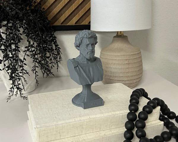 Saint Valentine, Patron of Love and Devotion, Revered Christian Martyr Sculpture Bust on Pedestal