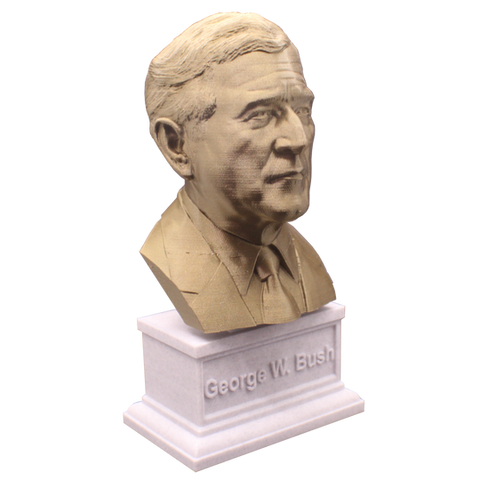 George W. Bush, 7-inch Bust on Box Plinth, Bronze/White Marble