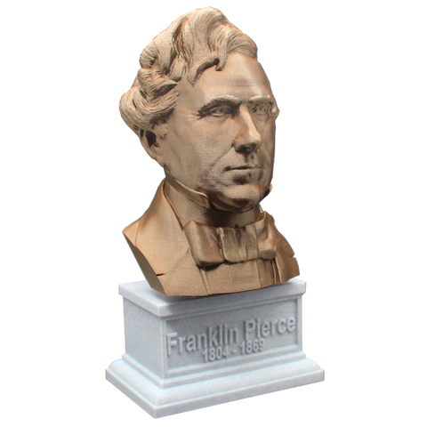 Franklin Pierce, 7-inch Bust on Box Plinth, Bronze/White Marble