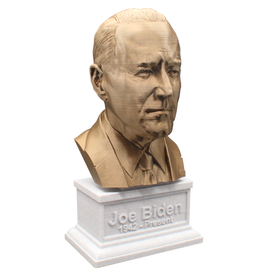 Joe Biden, 7-inch Bust on Box Plinth, Bronze/White Marble