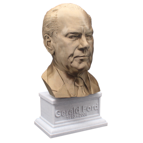 Gerald Ford, 7-inch Bust on Box Plinth, Bronze/White Marble