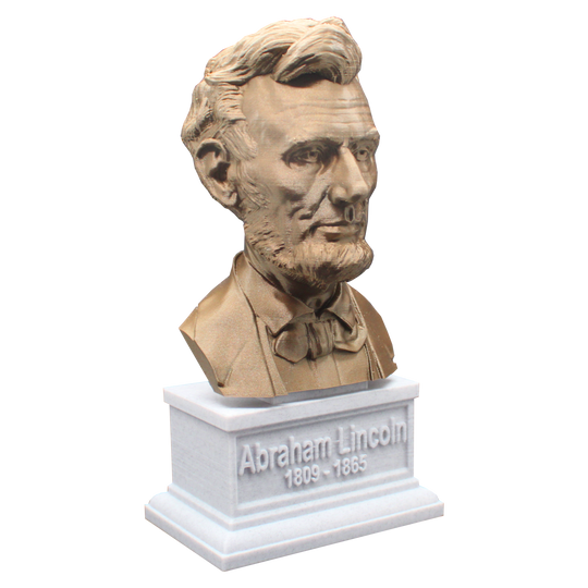 Abraham Lincoln, 12-inch Bust on Box Plinth, Bronze/White Marble