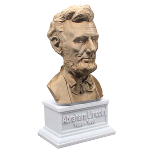 Abraham Lincoln, 12-inch Bust on Box Plinth, Bronze/White Marble