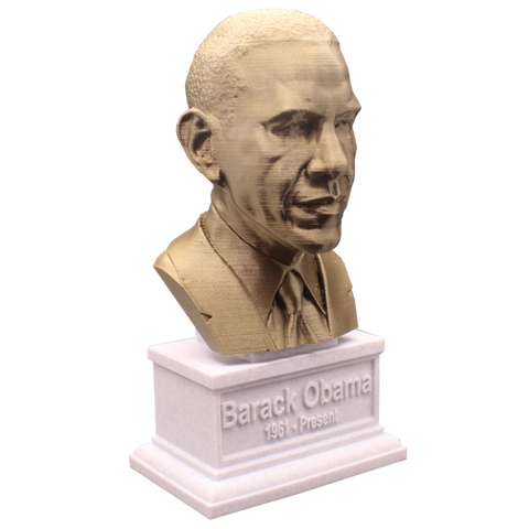 Barack Obama, 7-inch Bust on Box Plinth, Bronze/White Marble