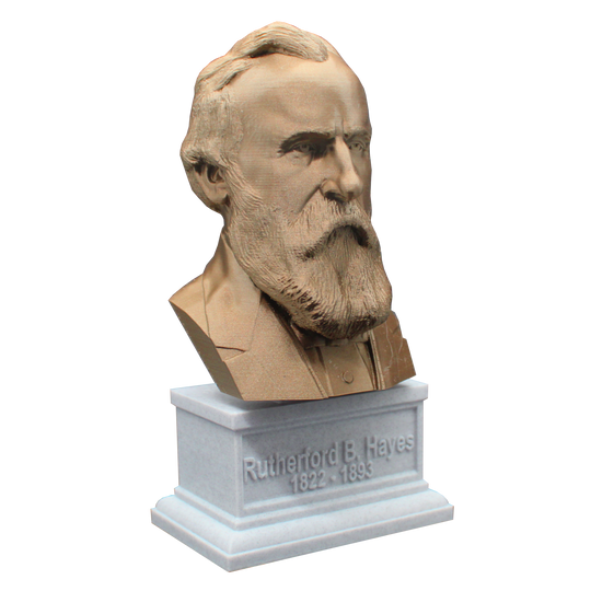 Rutherford B. Hayes, 7-inch Bust on Box Plinth, Bronze/White Marble