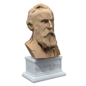 Rutherford B. Hayes, 7-inch Bust on Box Plinth, Bronze/White Marble