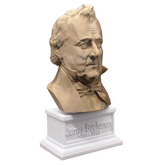 James Buchanan, 7-inch Bust on Box Plinth, Bronze/White Marble