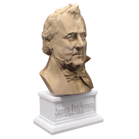 James Buchanan, 7-inch Bust on Box Plinth, Bronze/White Marble