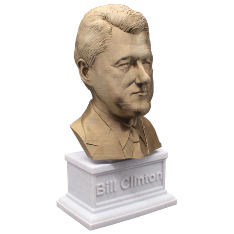 Bill Clinton, 7-inch Bust on Box Plinth, Bronze/White Marble