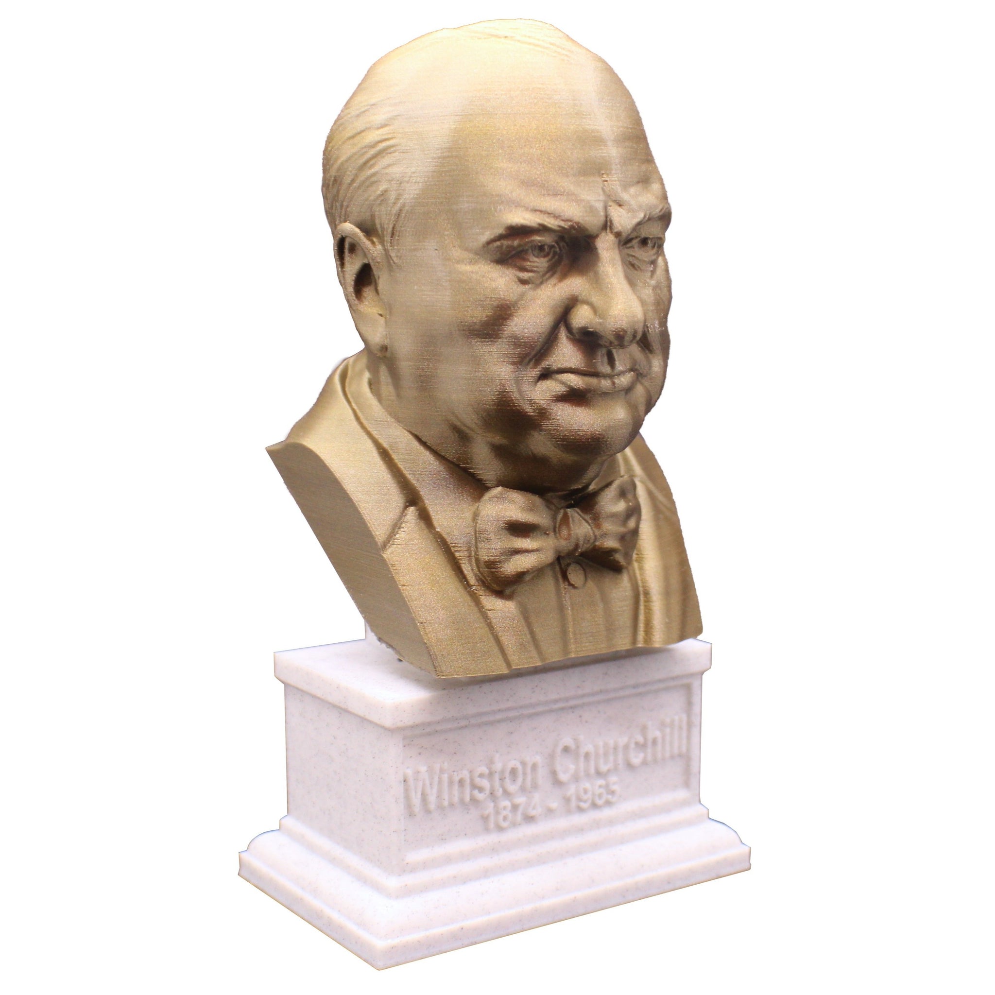 Winston Churchill British Statesman, Army Officer, Writer, and Prime Minister Sculpture Bust on Box Plinth