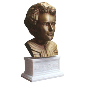 Marie Curie Polish Chemist, Nobel Prize Winner, and Researcher of Radioactivity Sculpture Bust on Box Plinth