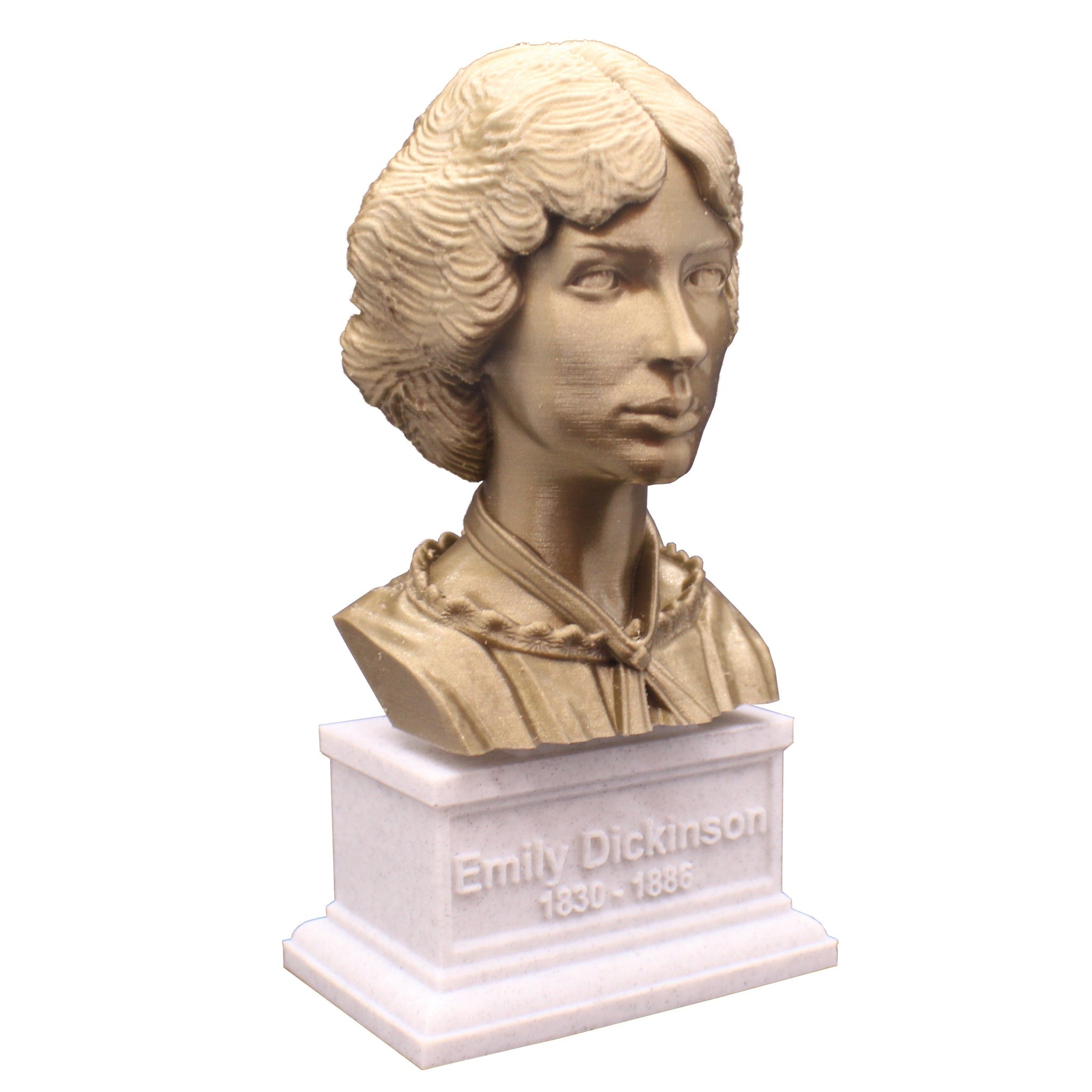 Emily Dickinson, Famous American Poet, Sculpture Bust on Box Plinth