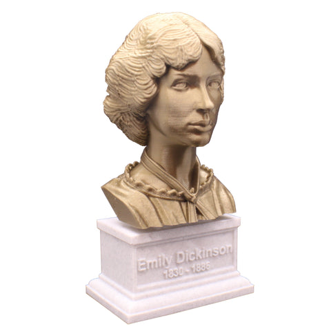 Emily Dickinson, Famous American Poet, Sculpture Bust on Box Plinth