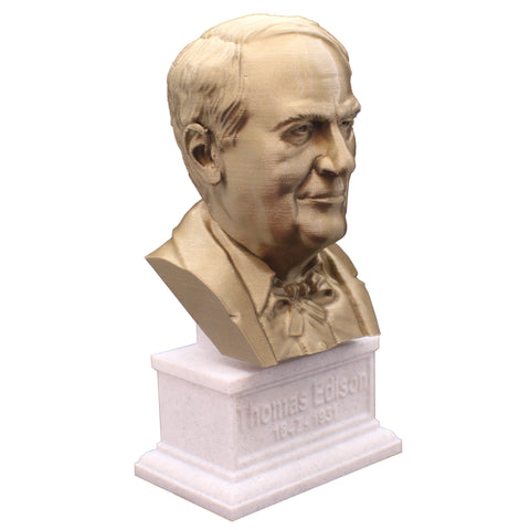Thomas Edison Famous American Inventor and Businessman Sculpture Bust on Box Plinth